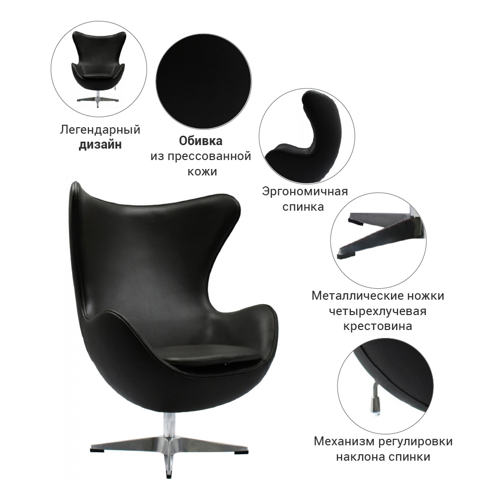 Кресло EGG CHAIR чёрный Bradex Home FR 0568