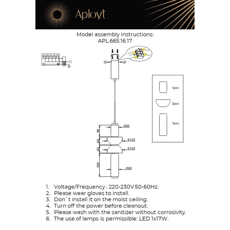 Подвесной светильник APLOYT APL.665.16.17