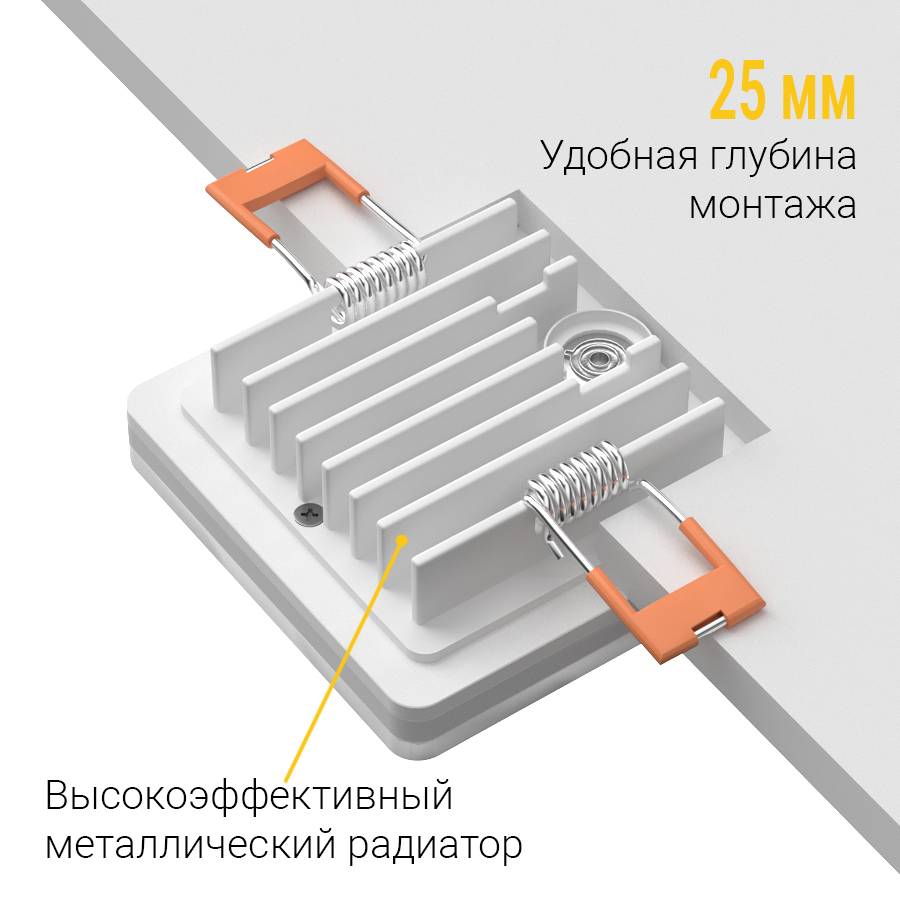 Встраиваемый светодиодный светильник Ledron LIP0906-5W-F 3000K White
