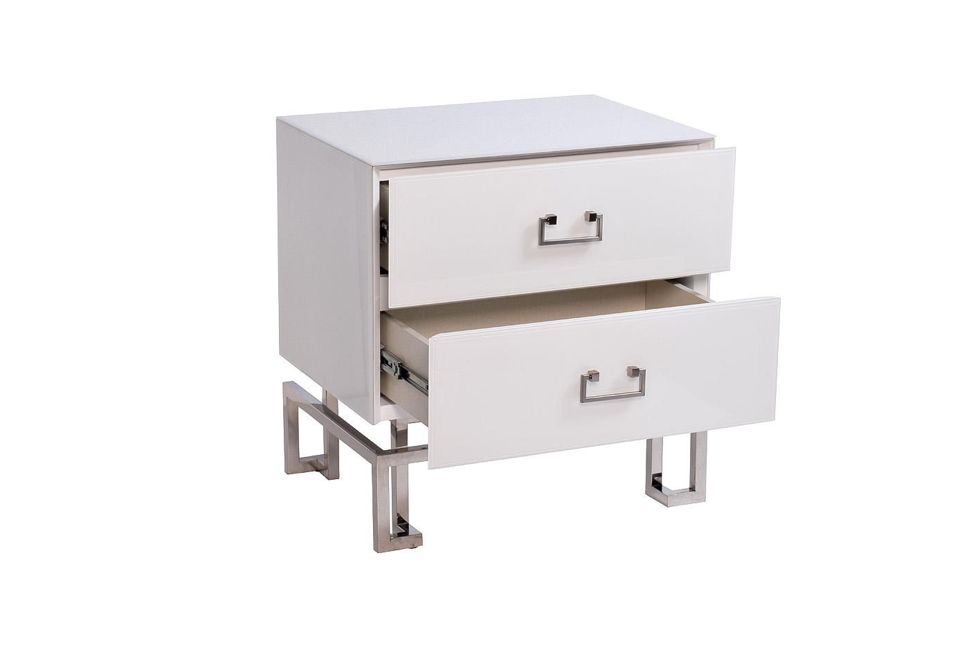 Тумбочка с ящиками белая/хром Garda Decor KFG085-NI