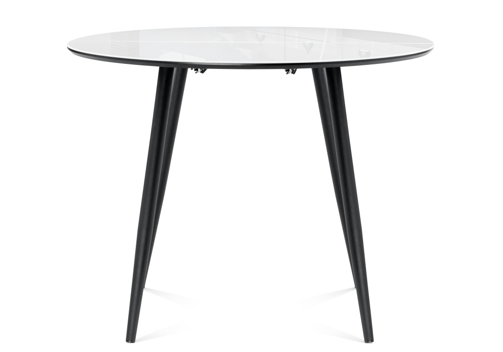 Стол стеклянный Woodville Абилин 100(140)х76 ультра белое стекло / черный / черный матовый 516546