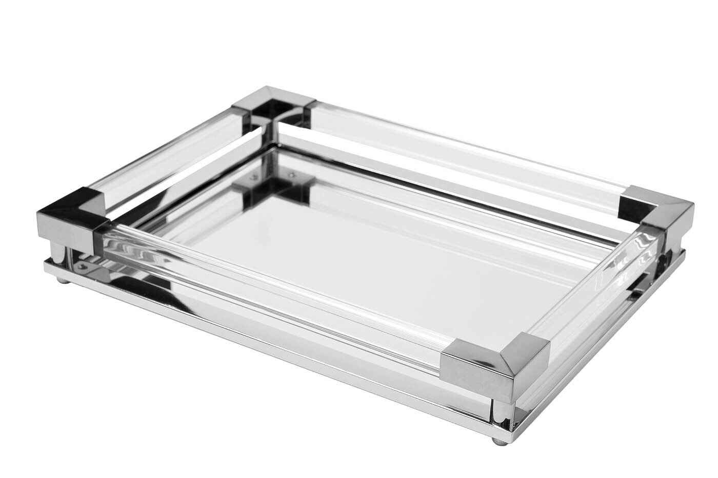 Поднос прямоугольный зеркальный/серебро Garda Decor 2K389133