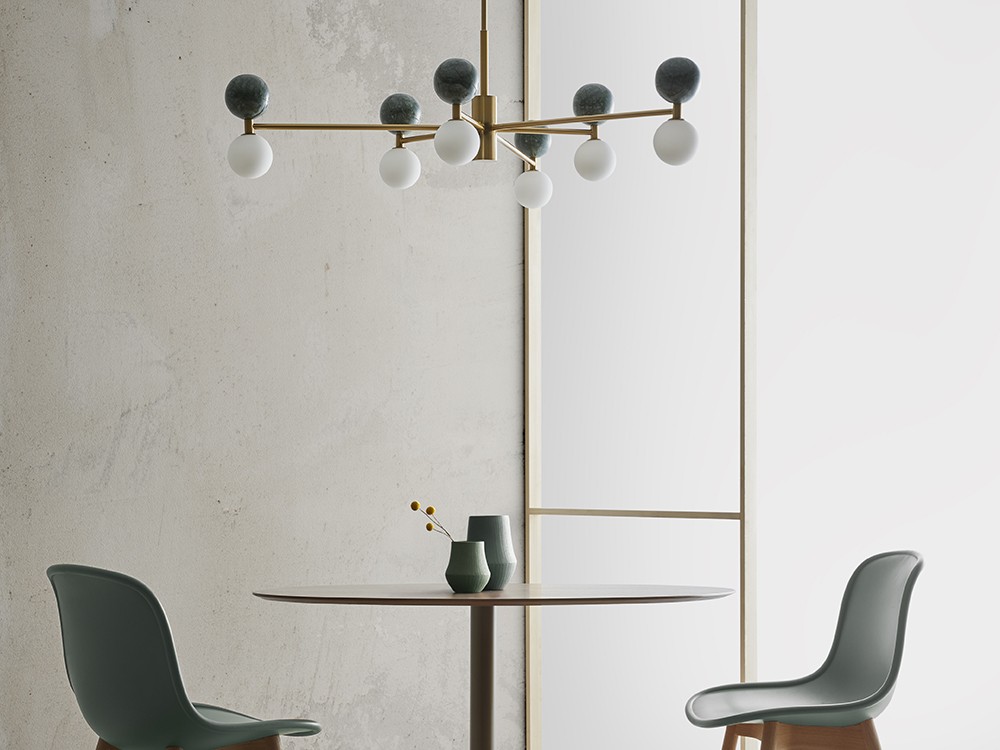 Люстра Dalt 6L золотой металл - зеленый мрамор Aromas del Campo