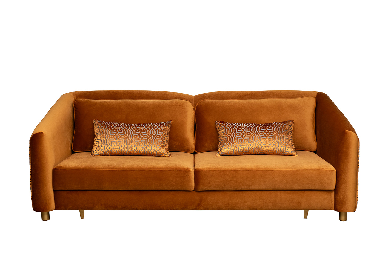 Диван Trevi 230М(К) трехм раскл с кантом оранж Pad31+Lattice ORANG 232*103*88 Garda Decor TREVI-230M-Pad31+Lattice ORANG