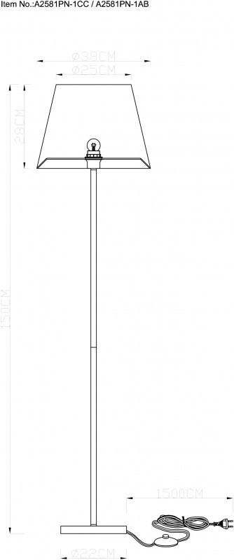 Торшер Arte Lamp A2581PN-1CC
