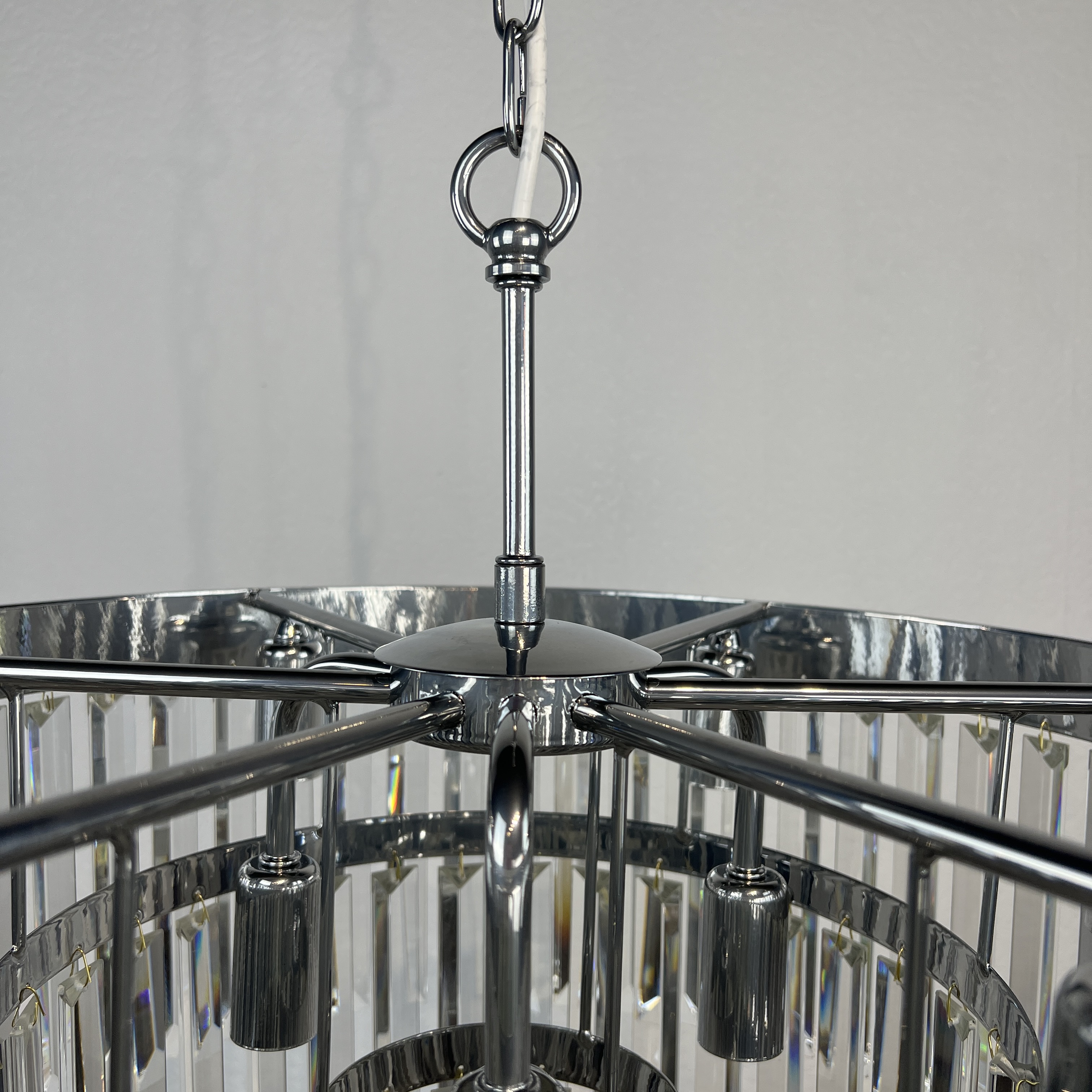 Люстра Rh 1920S Odeon Clear Glass Fringe 3-Tier Chandelier Chrome By Imperiumloft