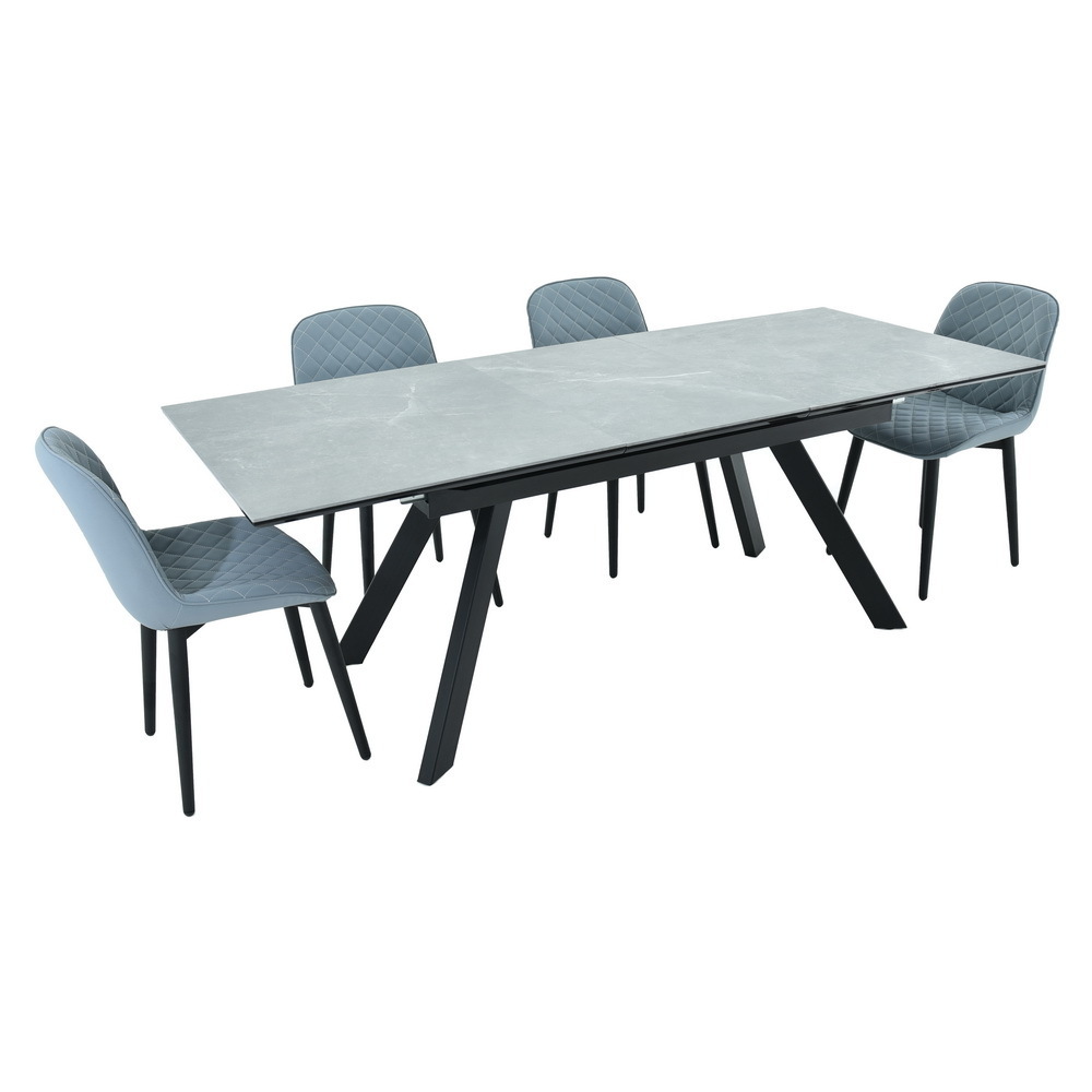 Стол Adam раскладной 140-190x90x75см, серый мрамор, чёрный Bradex Home RF 0419