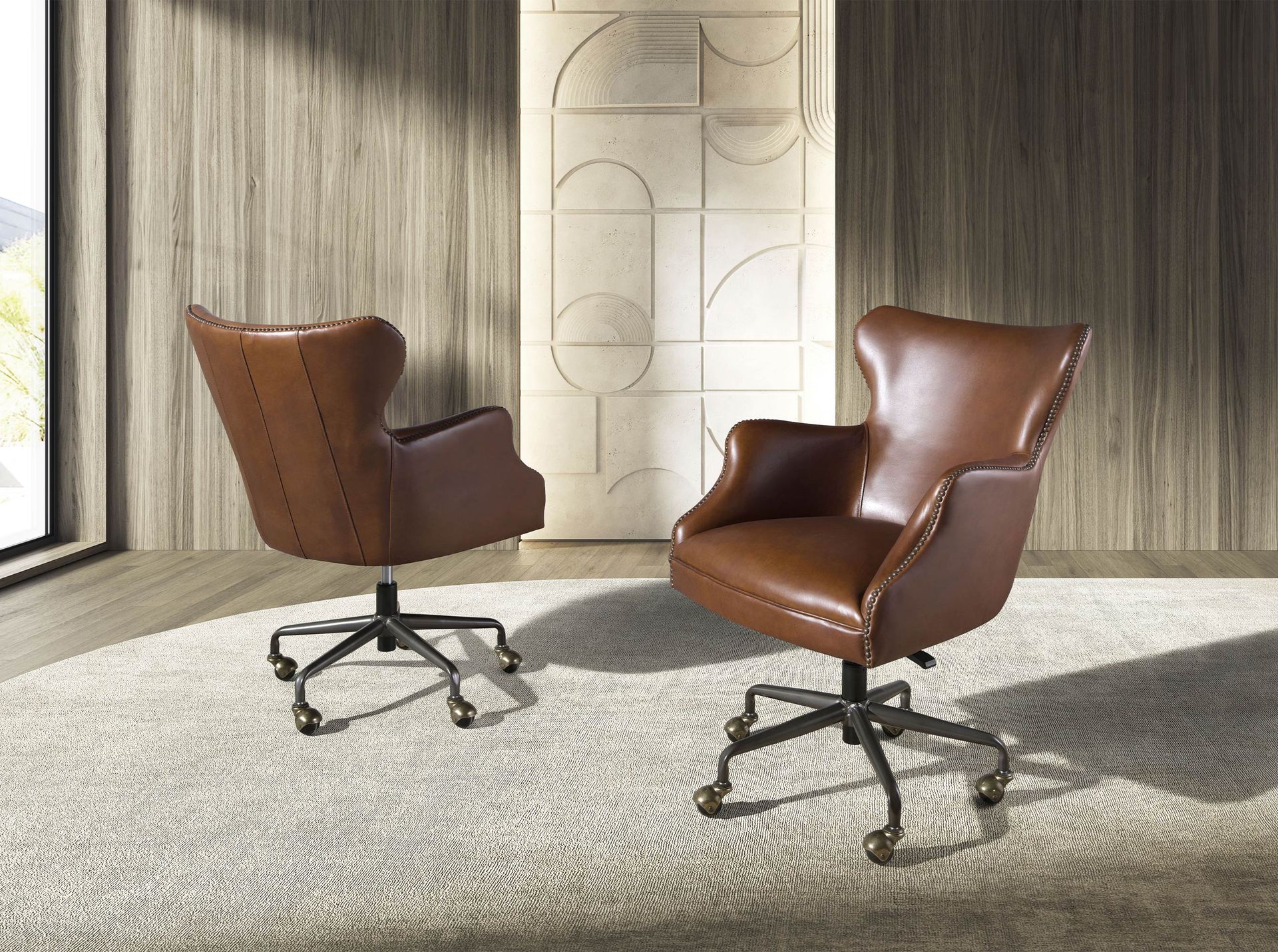 Вращающееся кресло 4166 из темно-коричневой кожи Angel Cerda