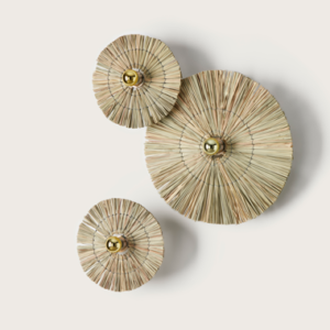 Бра Laos натуральная соломка 30 cm + цоколь 10 cm золотой металл Aromas del Campo