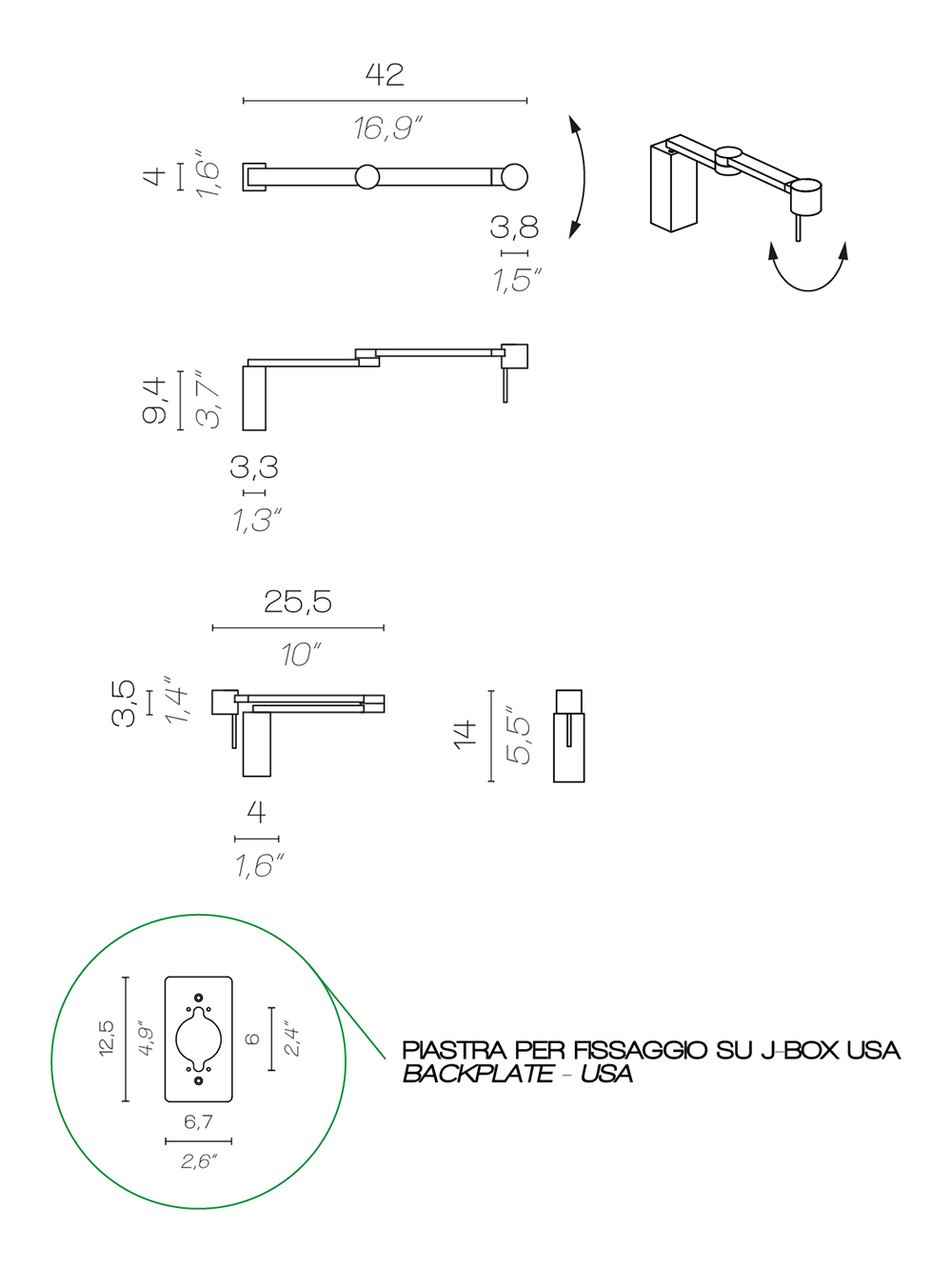 Настенный светильник Contardi MANHATTAN AP bronze switch ACAM.001385