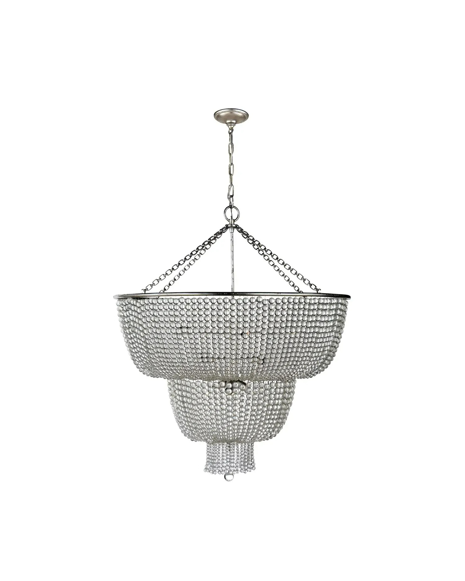 Большая серебряная люстра Карла со стеклянными бусами Louvre Home JJ10986-13DB