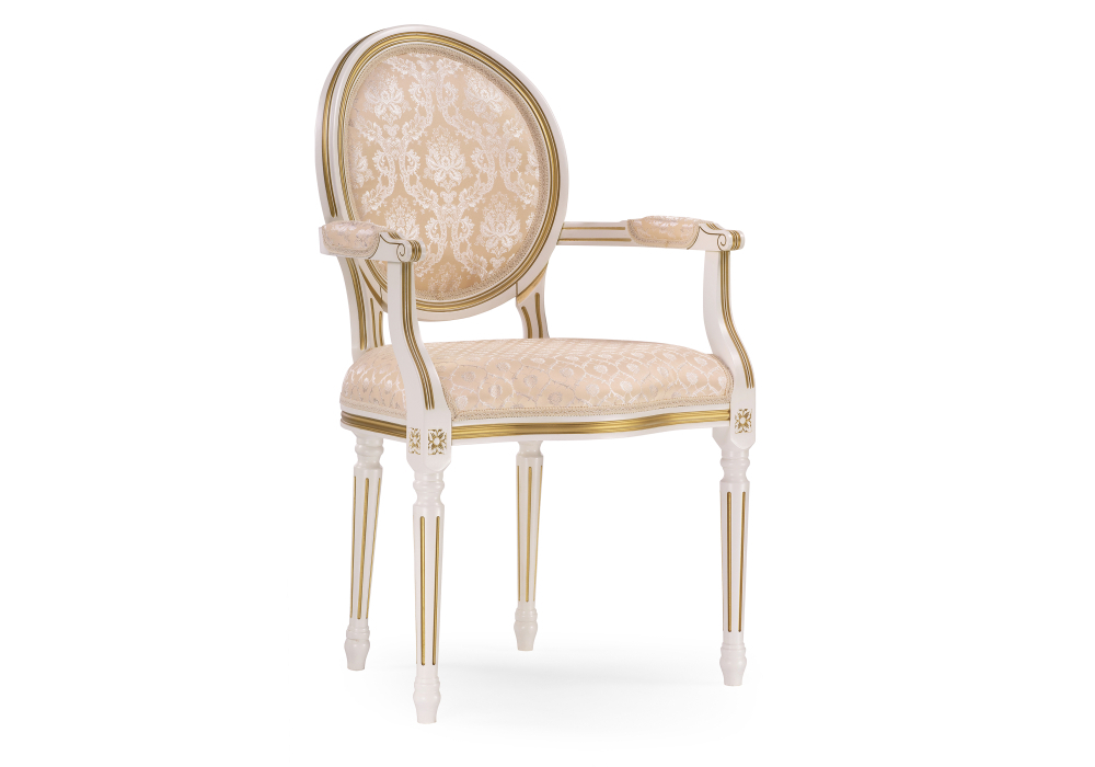 Стул деревянный Woodville Данте молочный с золотой патиной 406095