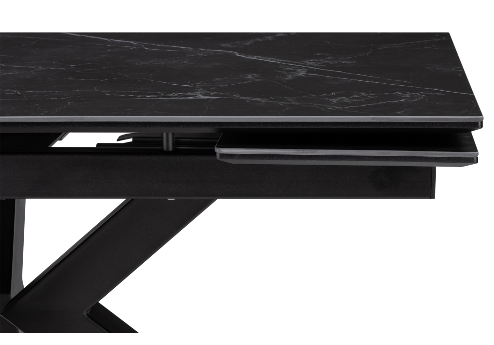 Стол Woodville Бронхольм 140(200)х80х77 черный мрамор / черный 532397