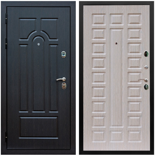 Дверь входная Graf Эврика МДФ 10 мм ФЛ-58 Венге / МДФ 16 мм ФЛ-183 Сандал белый