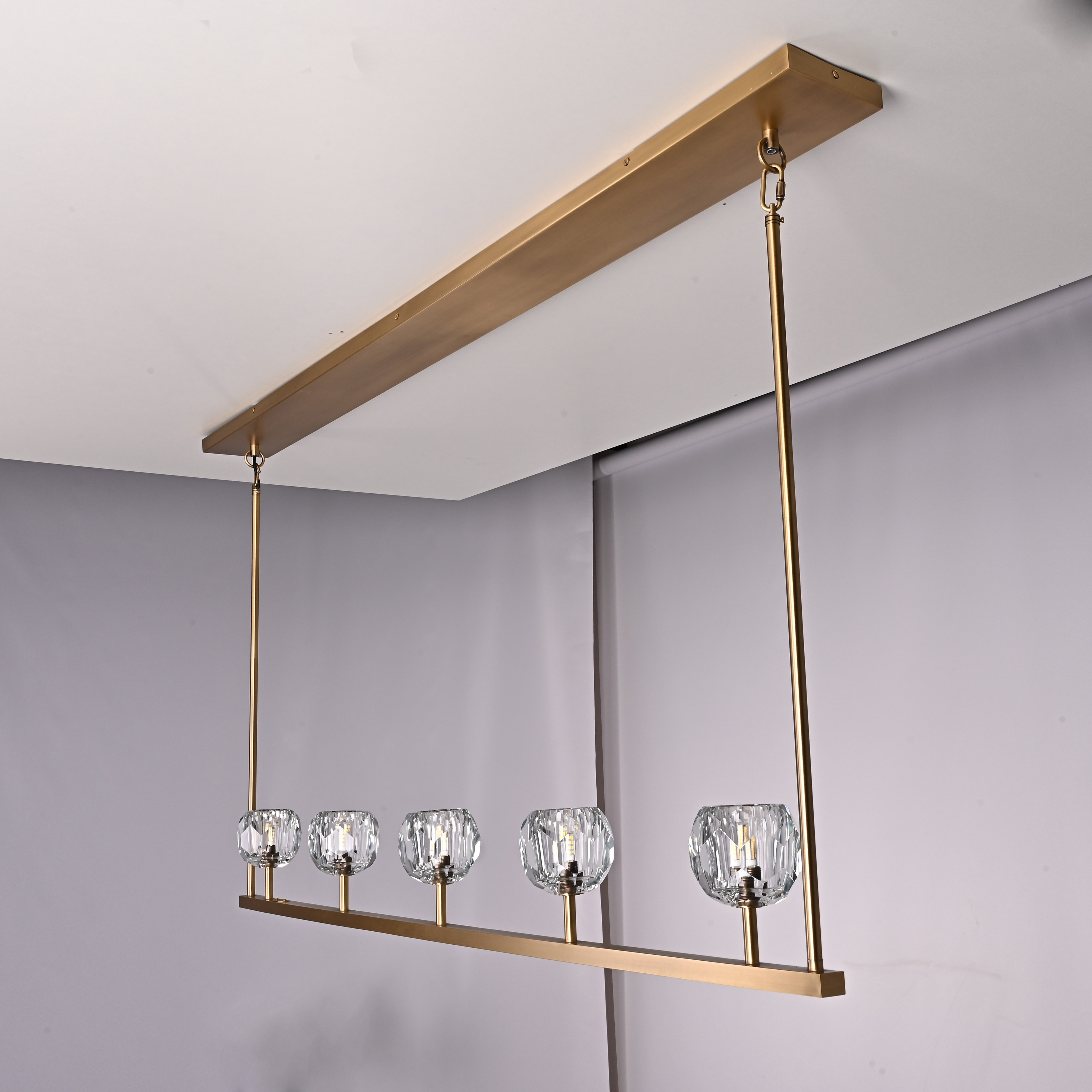 Люстра RH Boule De Cristal Linear Chandelier 5 Bronze by ImperiumLoft