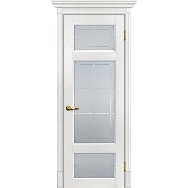 Межкомнатная дверь Graf Тоскана-3 Сатинат с художественным рисунком решетка Пломбир (2000 х 700)