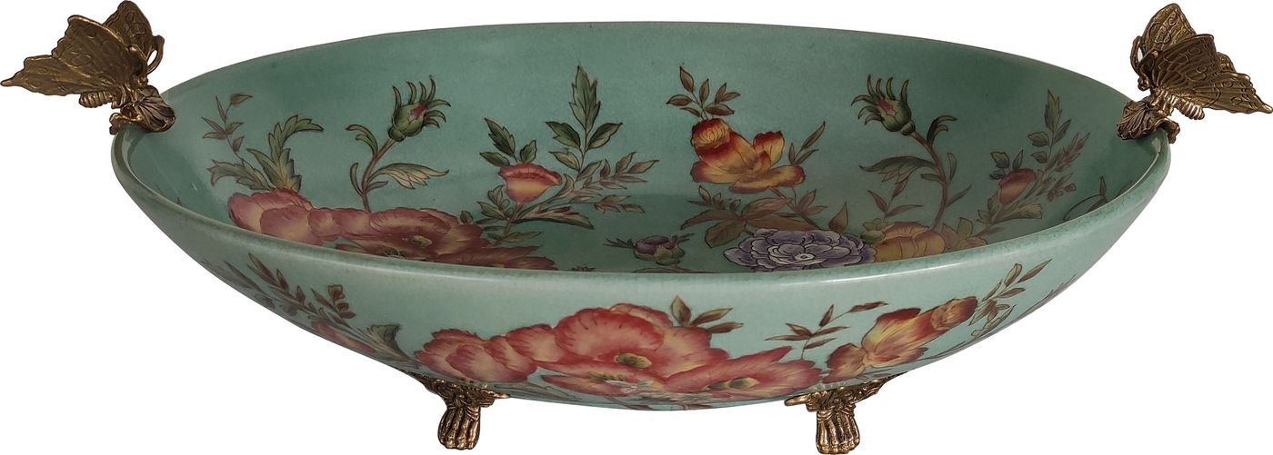 Блюдо овальное с бабочками Glasar 31G2427/HD010C/HLG2037