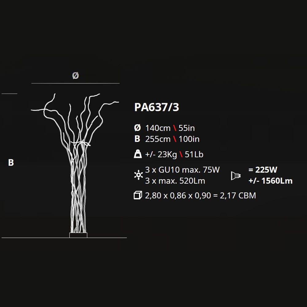 Торшер Serip PA637/3 FP