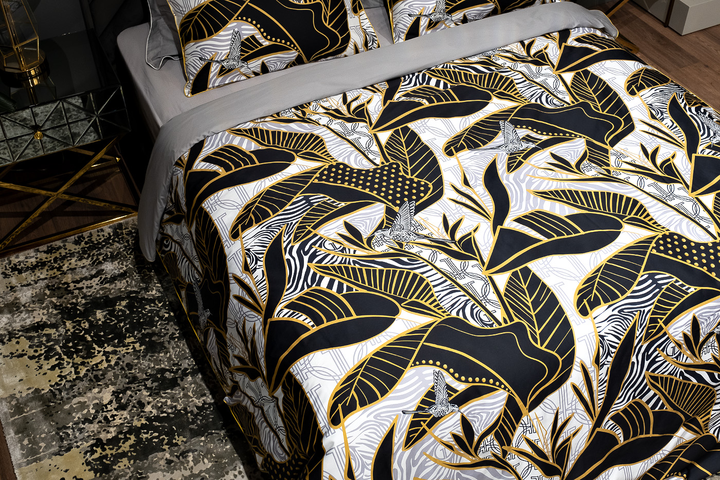 Пододеяльник Тропики 150х215см золото/серый Garda Decor 130HB-00002