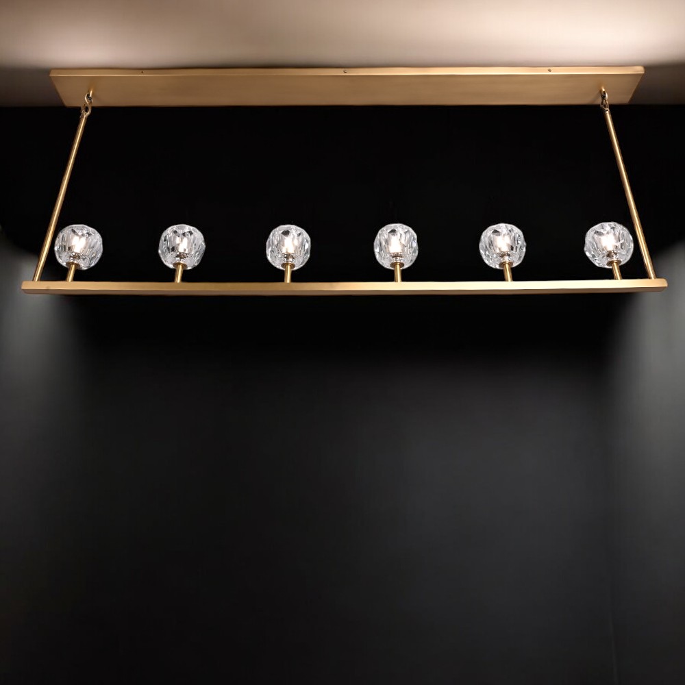 Люстра RH Boule De Cristal Linear Chandelier 6 Bronze by ImperiumLoft