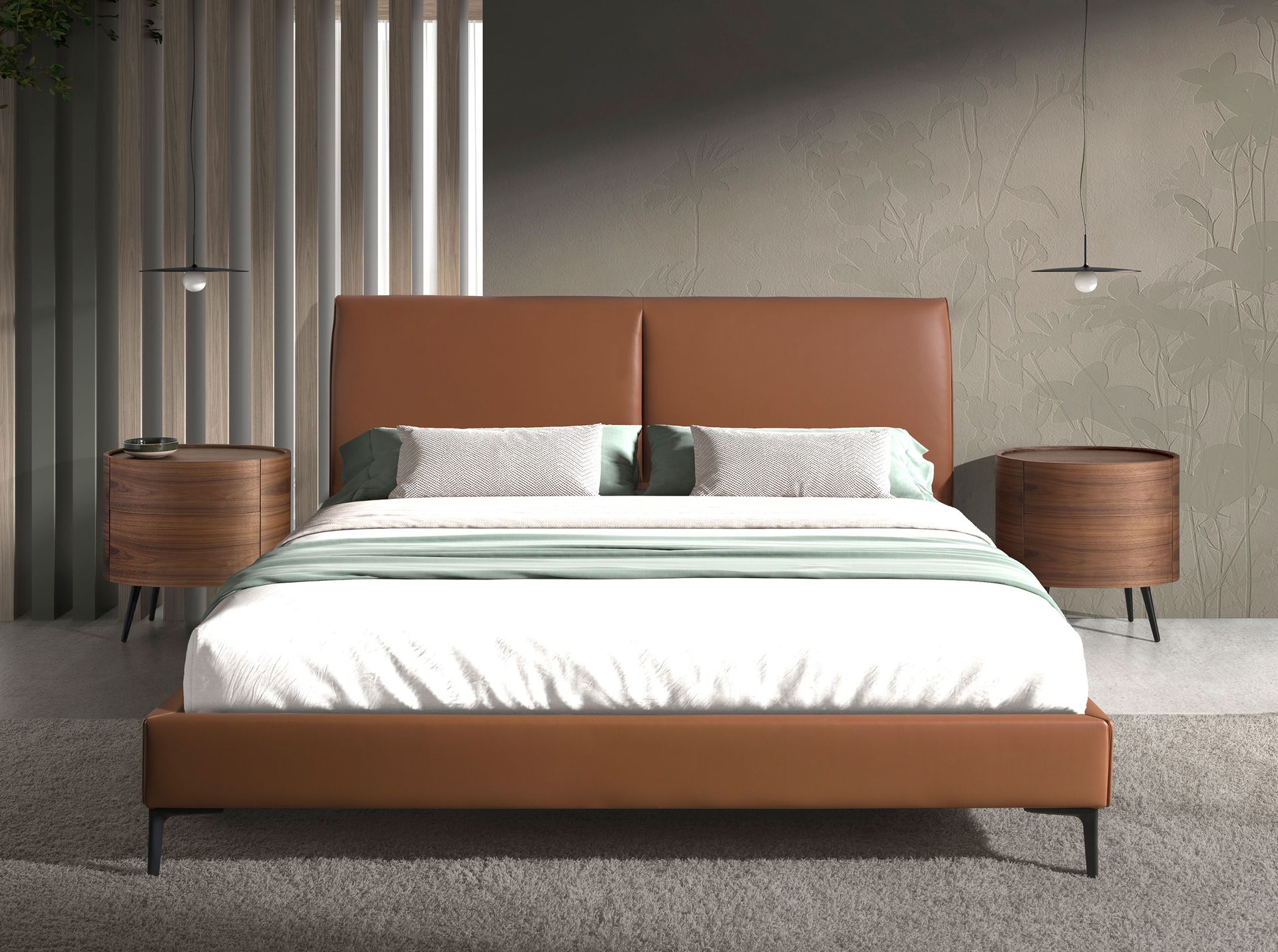 Кровать 7158/GC2015B коричневая из экокожи 180 x 200 Angel Cerda