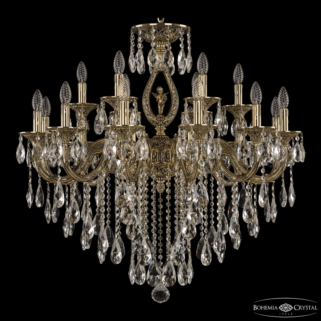 Люстра бронзовая с хрусталём 71401/12+6/300 B GB FA10M