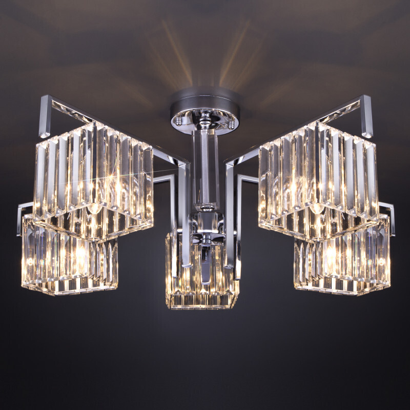 Люстра на штанге Eurosvet 10126/5 хром/прозрачный хрусталь Strotskis Smart (10117/5)