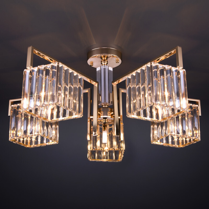 Люстра на штанге Eurosvet 10126/5 золото/прозрачный хрусталь Strotskis Smart (10117/5)