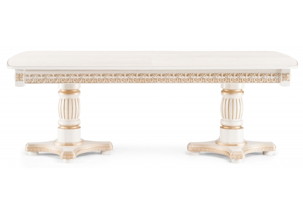 Стол деревянный Woodville Морнит 220(320)х110 молочный / золото 483916