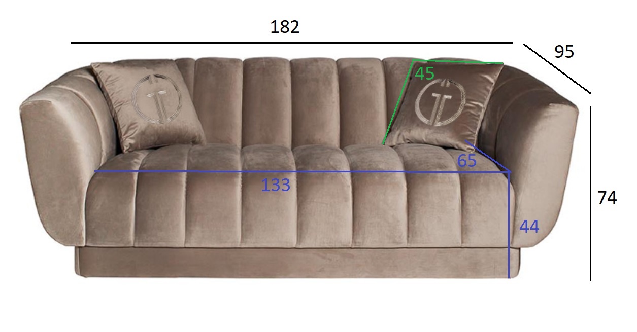 Диван двуестный велюровый серый Garda Decor ZW-81102