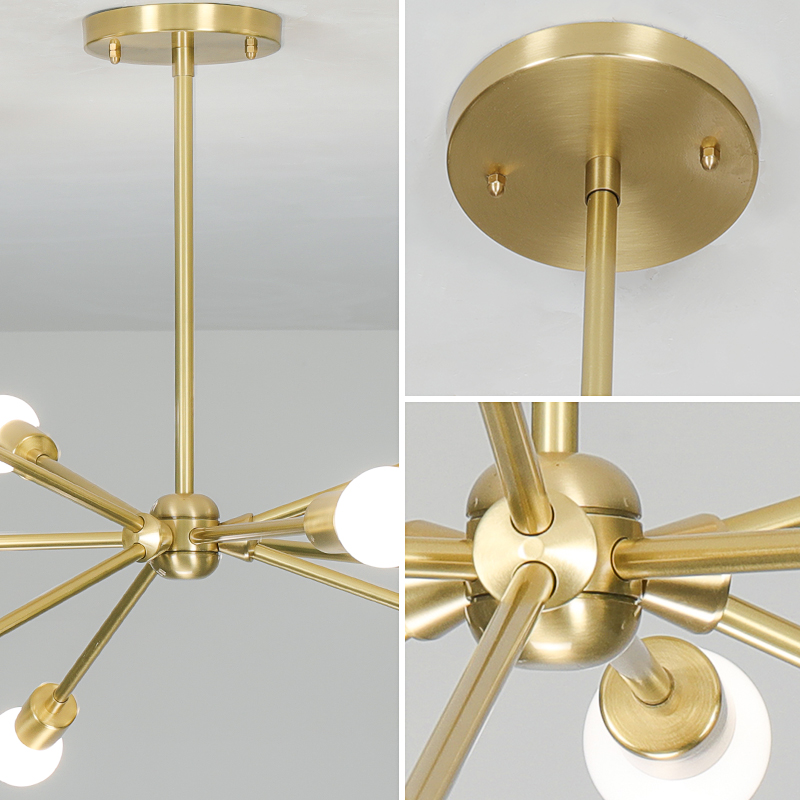 Люстра на штанге SPUTNIK D45 Gold/Black tubes by ImperiumLoft