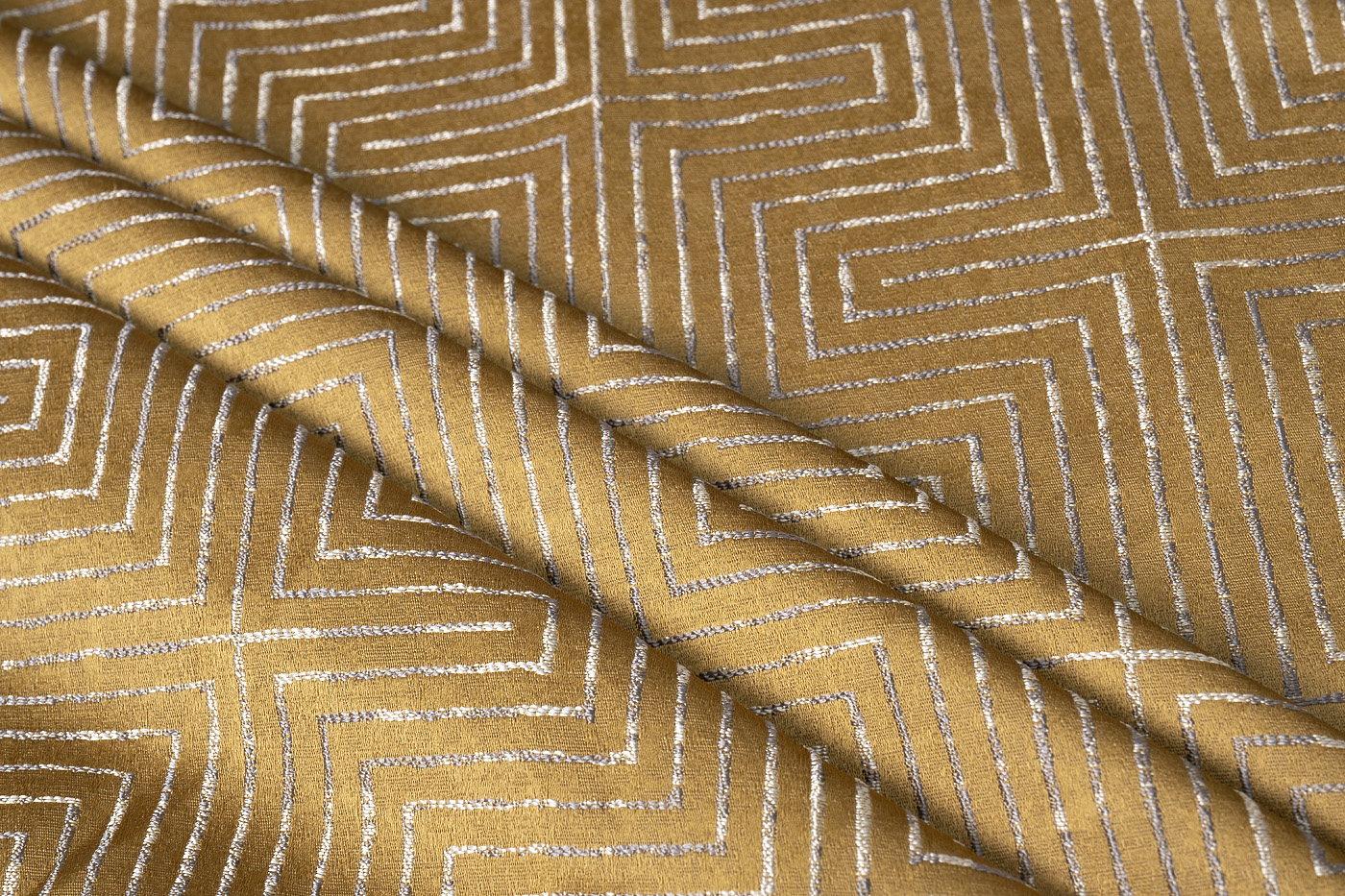 Ткань портьерная GLOSS горчичная Garda Decor 142DDH-1945257-GLOSS GORCH