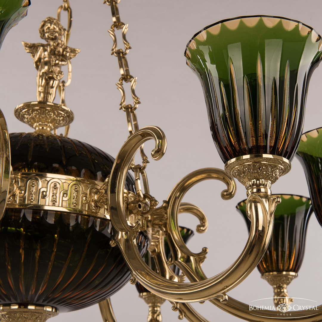 Подвесной светильник бронзовый 72009P/9/250 G P2 U Amber-Green/H-1K Y8 FA10B