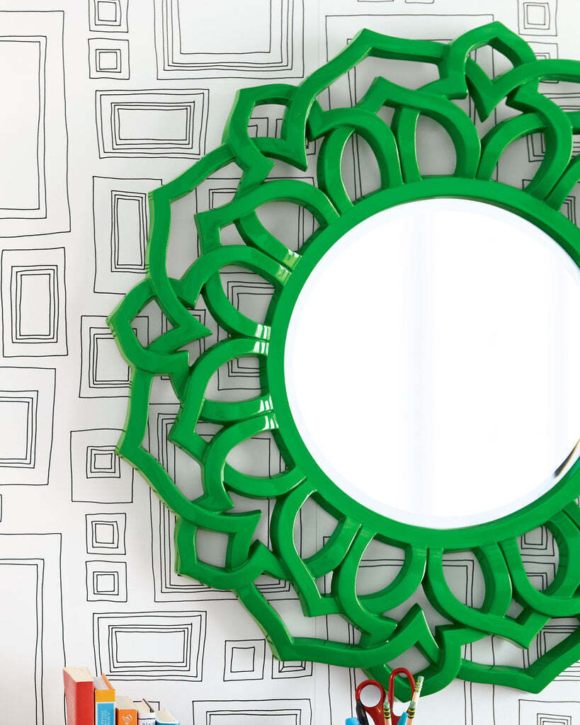 Круглое зеркало в зеленой раме Коул Louvre Home LH084green