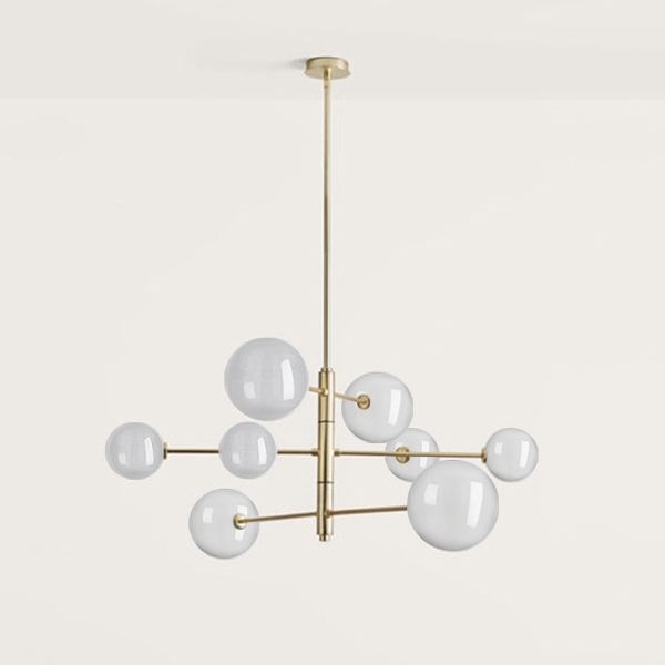 Люстра Atom 8L латунь - прозрачные плафоны Aromas del Campo