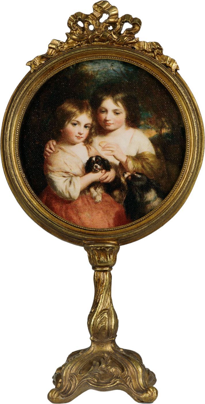 Картина настольная Сестры с собаками, масло, под старину Glasar 28-359