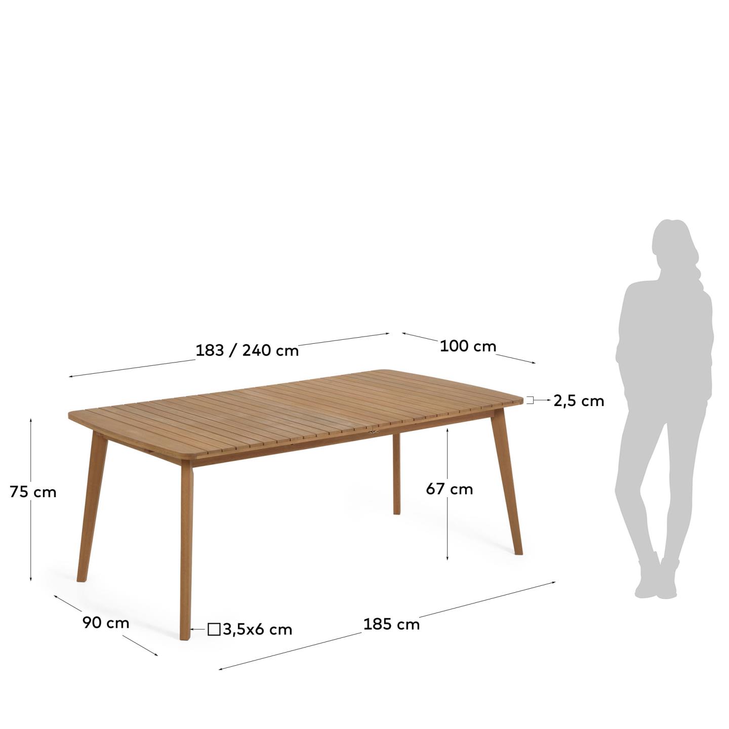 Садовый стол Hanzel раздвижной из массива эвкалипта, 183 (240) x 100 см La Forma (ex Julia Grup)