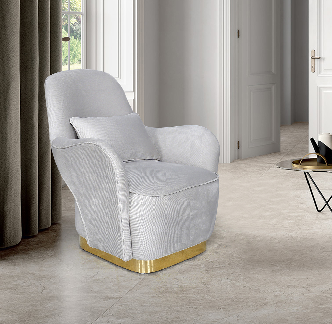 Кресло велюровое кремовое Garda Decor 87YY-1837 CRE