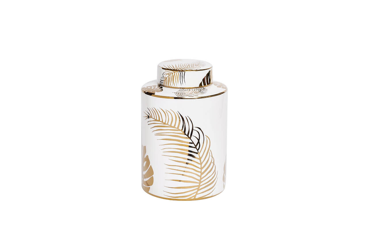 Ваза керамическая с крышкой (принт "Листья") Garda Decor 55RD3154S