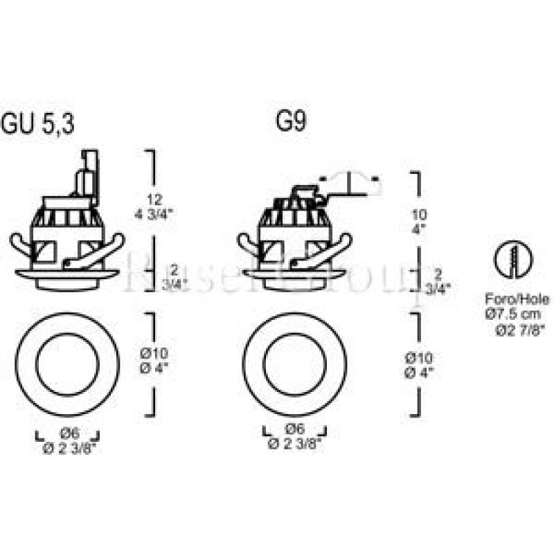 Встраиваемый светильник Leucos SD 505 INCASSO (ITRE)