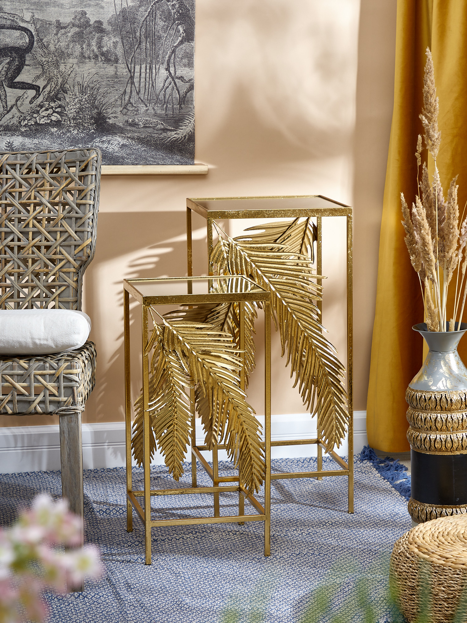 Столики интерьерные с зеркальной столешницей, набор, Glasar 57-103/102