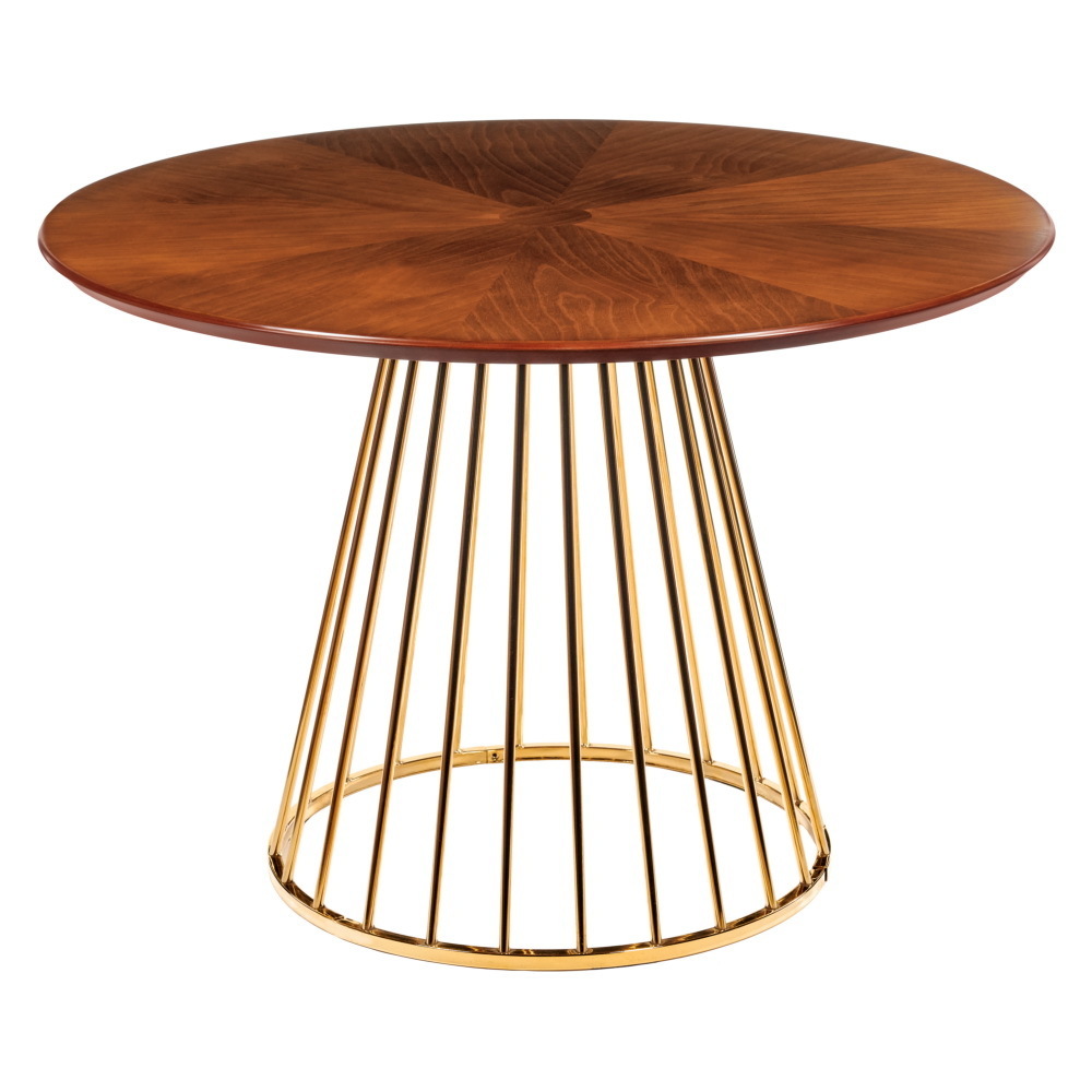 Стол Liverpool диам.110см, шпон орех "солнышко" с золотистыми ножками Bradex Home RF 0440