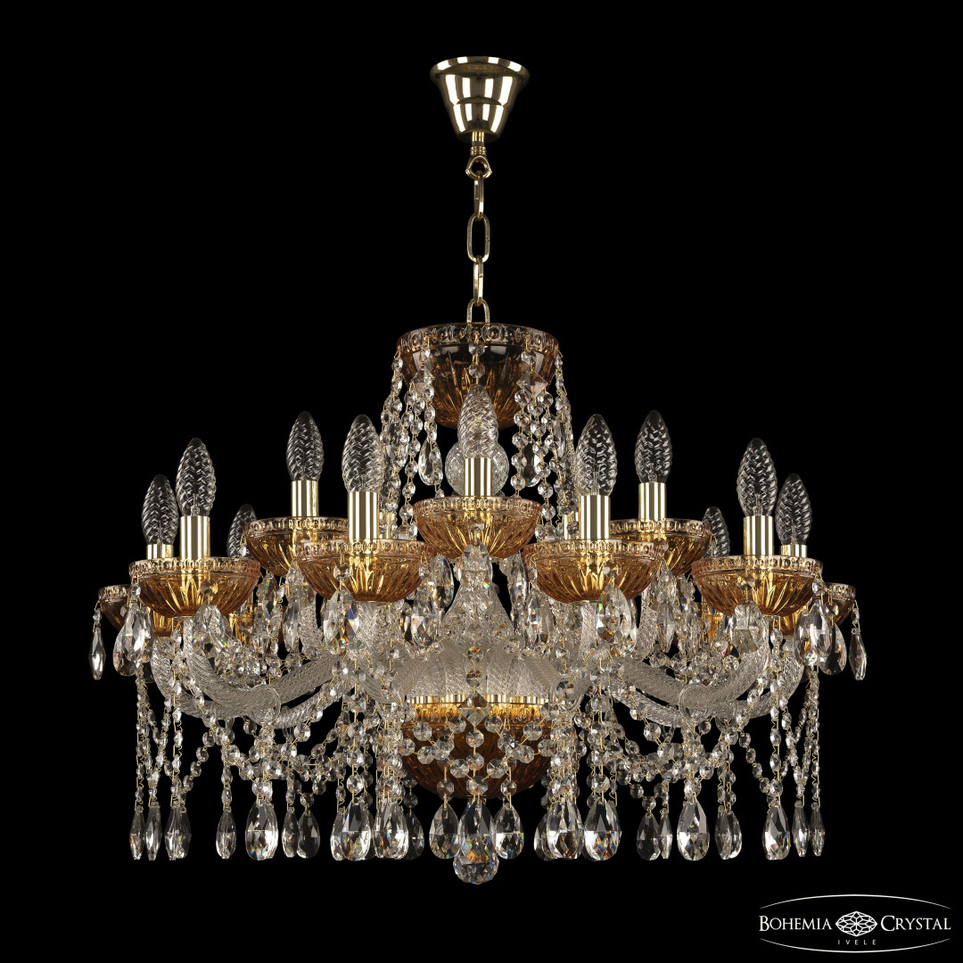 Люстра 5413/10+5/240 G Amber/M-1G Bohemia Ivele Crystal