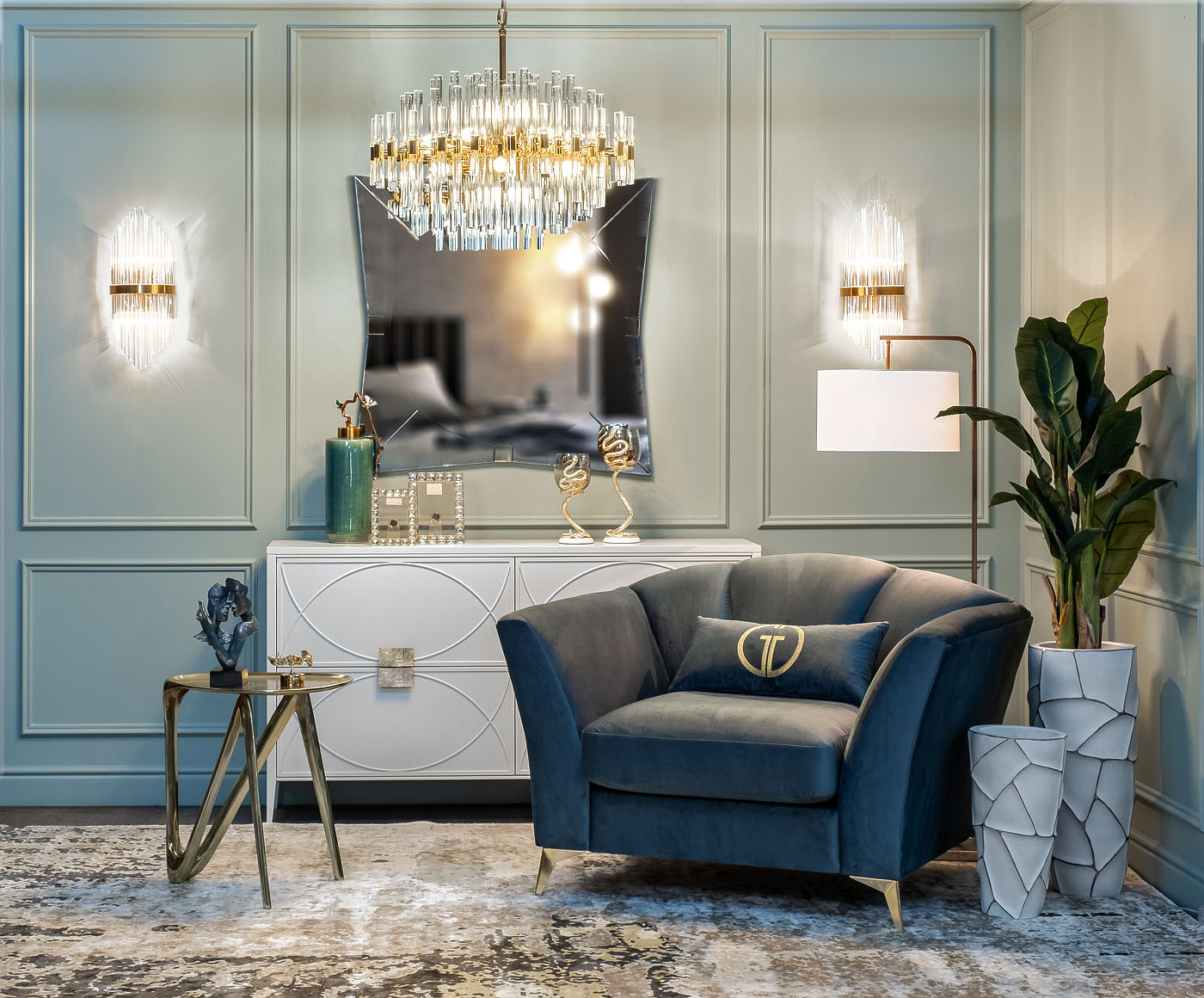 Люстра Serena прозрачное стекло/золото Garda Decor 62GDM-810021-800