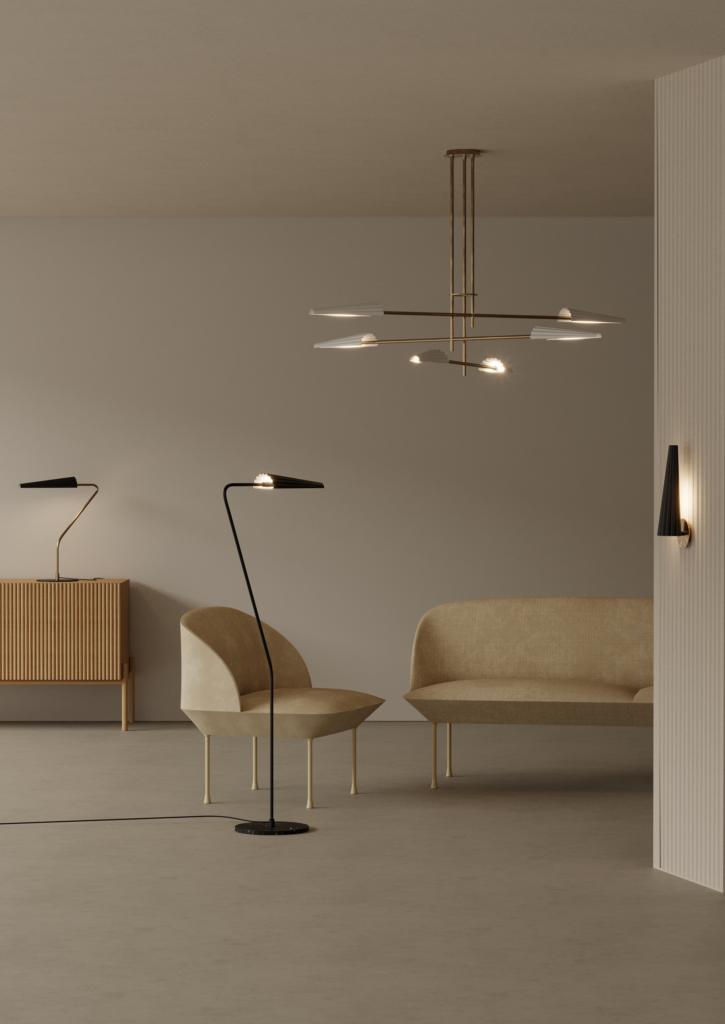 Люстра Bion 6L золотая с белыми абажурами Aromas del Campo