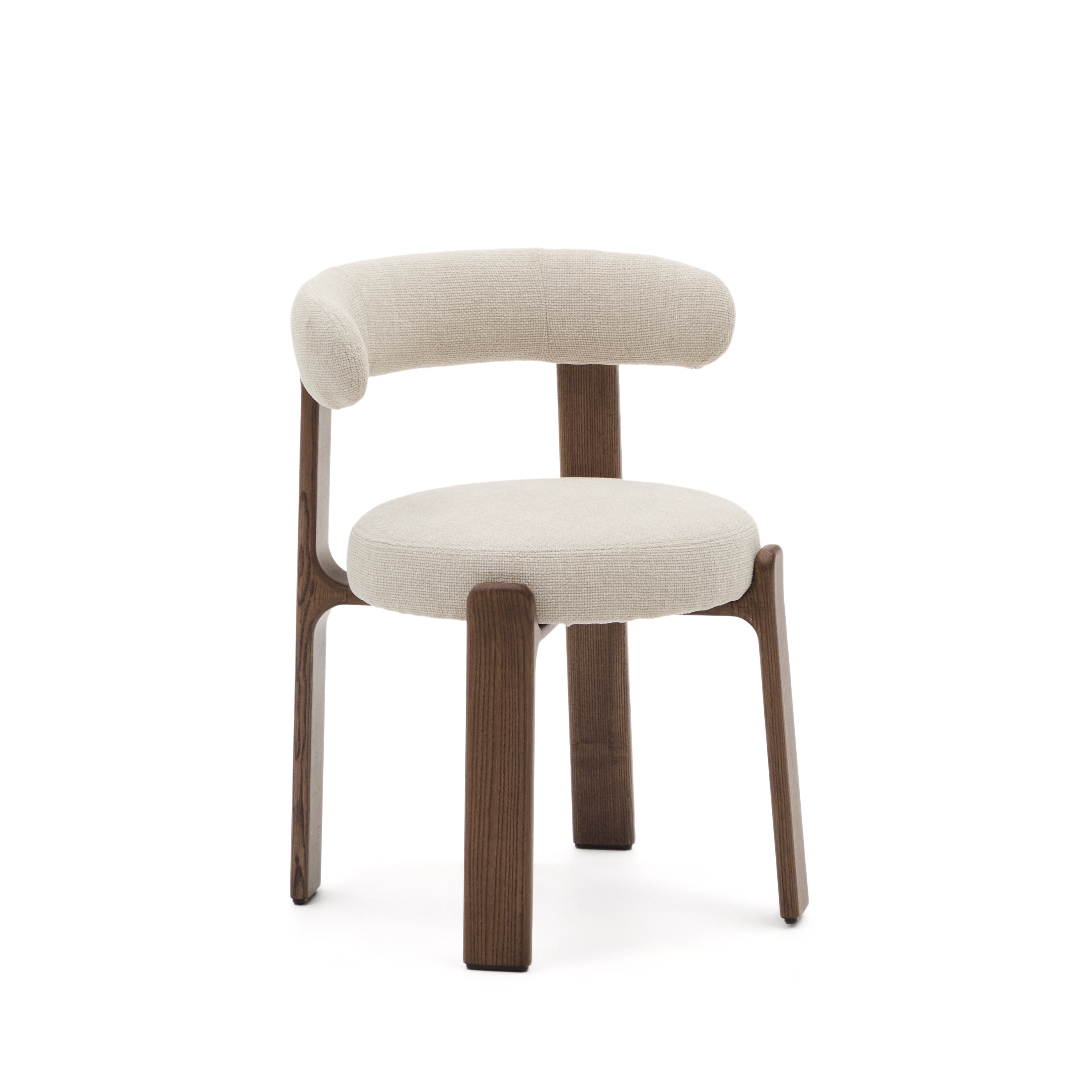 Granite Стул на 4 ножках из бежевого шенилла и массива ясеня в отделке орех La Forma (ex Julia Grup)