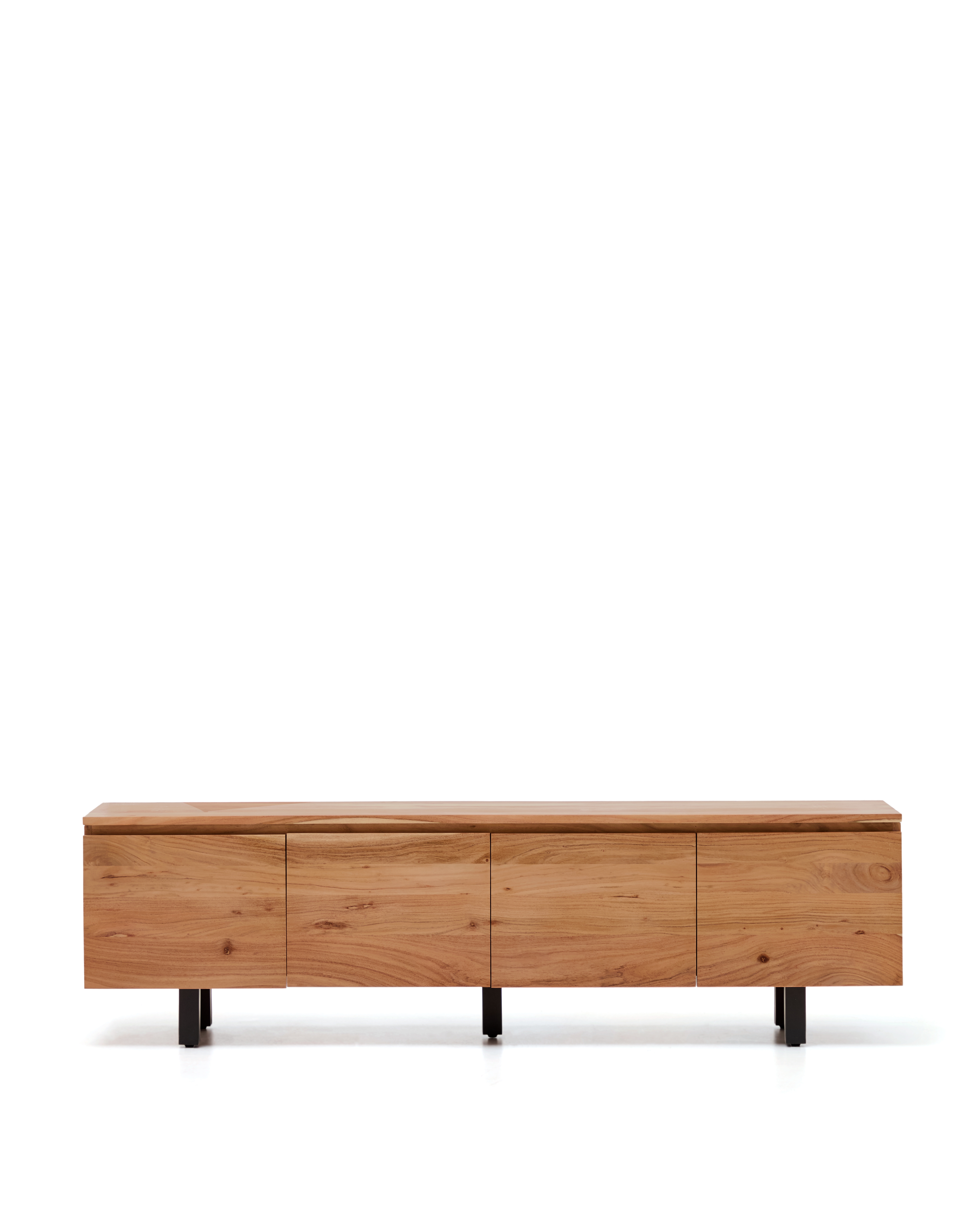 Тумба под телевизор Uxue с 4 дверцами из массива акации с беленой отделкой 200 x 58 см La Forma (ex Julia Grup)