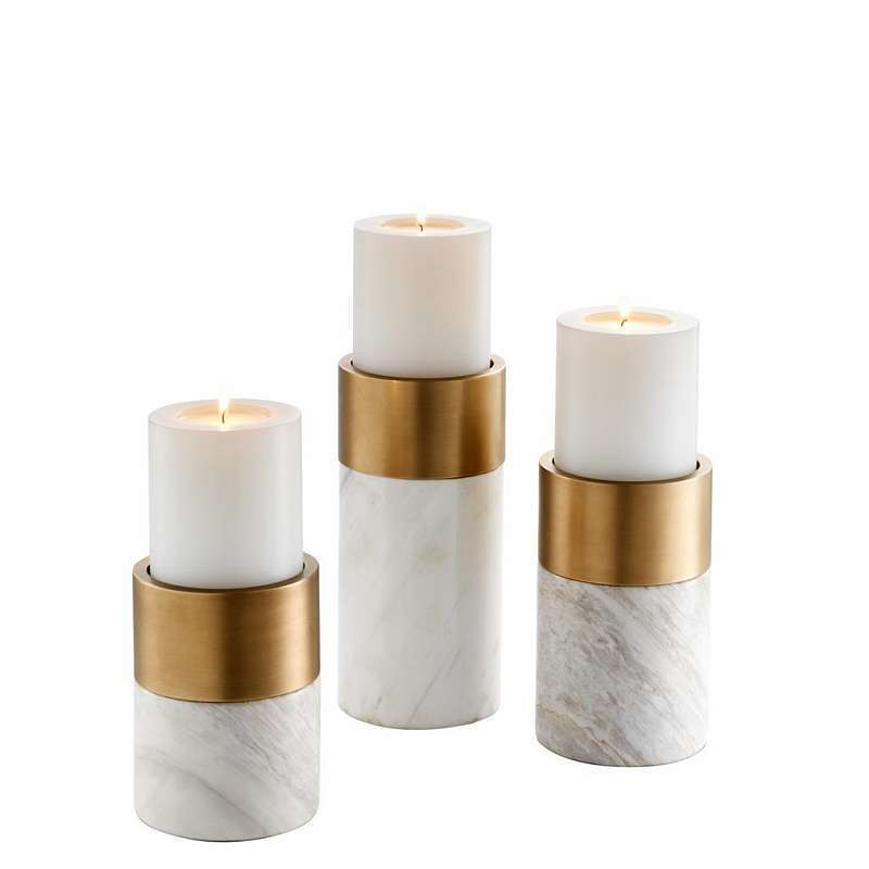 Подсвечник Eichholtz Sierra white marble brass finish S\3 112090