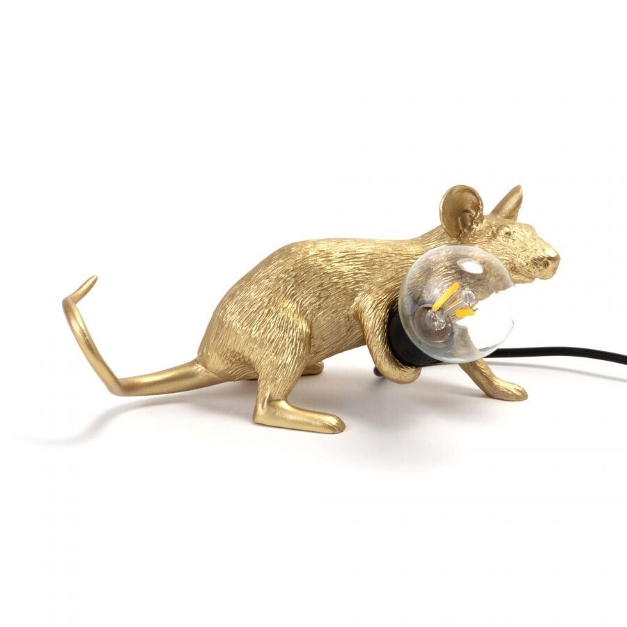 Настольная лампа  Seletti Mouse Lamp Lyie Down Gold USB 15232