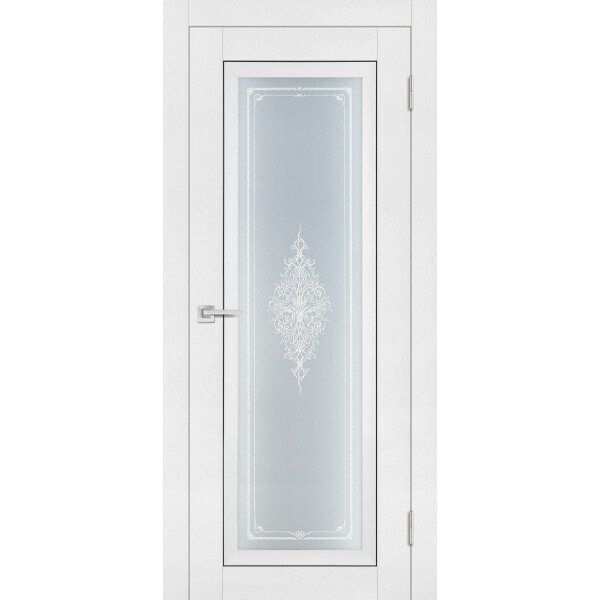 Межкомнатная дверь Graf PST-25 Сатинат закаленное Кристалайз белый ясень (2000 х 700)